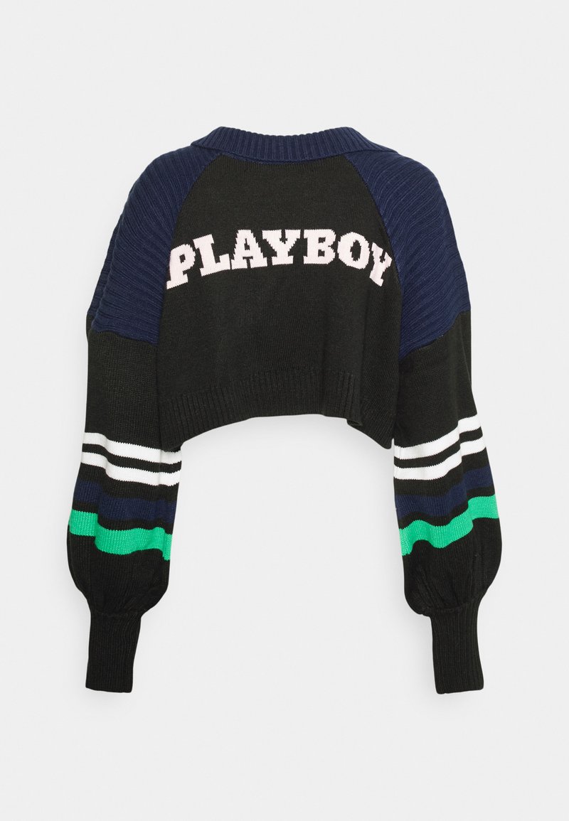 Missguided Petite PLAYBOY CROP RUGBY JUMPER Strickpullover black/schwarz Zalando.at