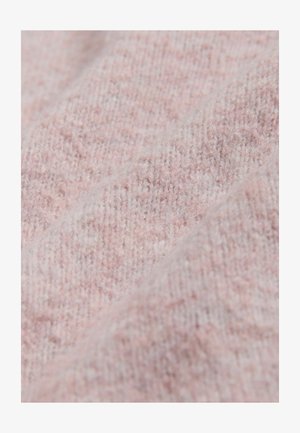 Weiches rosa gestricktes Material mit einer strukturierten Oberfläche und subtilen Farbnuancen, das ein gemütliches und leichtes Erscheinungsbild präsentiert.