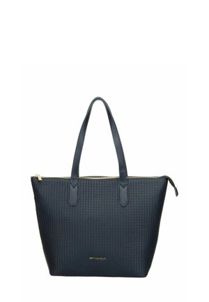 Sac cabas noir texturé avec deux poignées et une fermeture éclair dorée, arborant un petit logo de marque doré au centre avant.