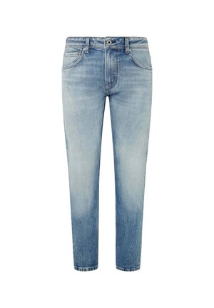 Svijetloplave traperice s ravnim nogavicama, u klasičnom pet-džepnom stilu i s malo izblijeđenim završetkom.