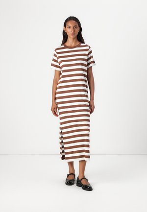Marc O'Polo DENIM DRESS STRIPE - Jersey dress - medium brown
