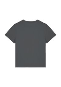 Korte mouwen t-shirt in donkergrijs, gemaakt van zachte stof, met een eenvoudig ronde hals ontwerp en een effen achterkant zonder zichtbare patronen of accenten.