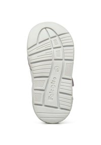 Sole in gomma bianca con motivo a trama testurizzata, inclusi scanalature e blocchi. Presenta un dettaglio di branding con il nome "Falcotto" impresso.