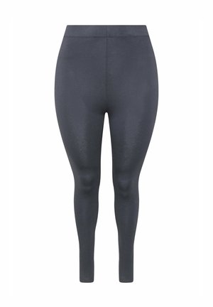 Dunkelgraue Leggings mit hohem Bund, glattem, figurbetontem Sitz und sichtbaren Nahtdetails auf weißem Hintergrund.