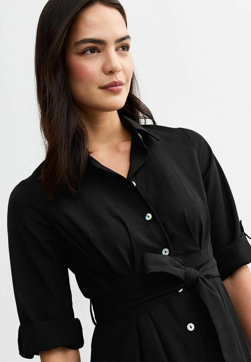 New Look TIE WAIST MIDI Abito a camicia black/nero