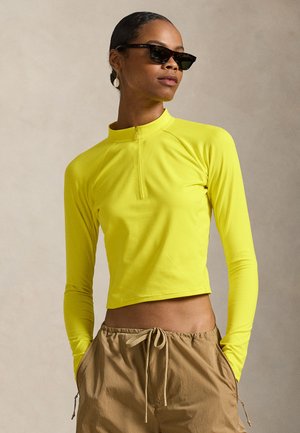 SUEDED JERSEY CROPPED HALF-ZIP - Μπλούζα με μακριά μανίκια - laser yellow