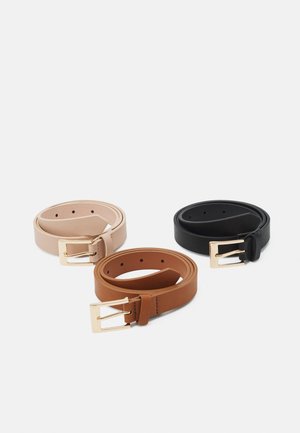 3 PACK - Pasek - black/cognac/pink