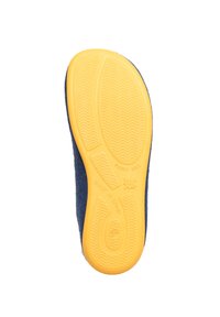 Rubber sole with a textured yellow pattern, surrounded by dark blue material, labeled "MADE IN SPAIN" and size 37 at the heel.