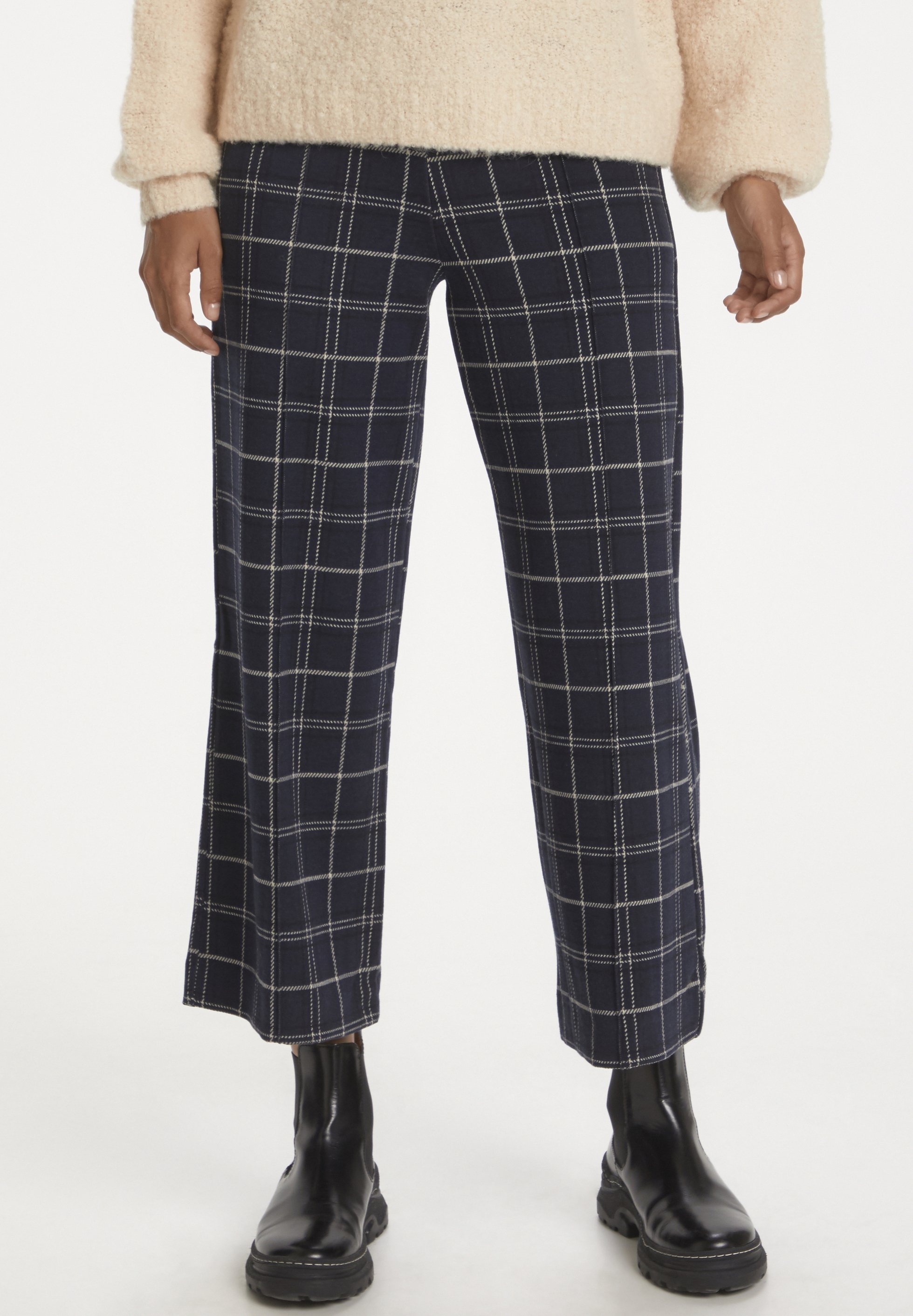 Part Two - Pantalones - check, navy/azul marino