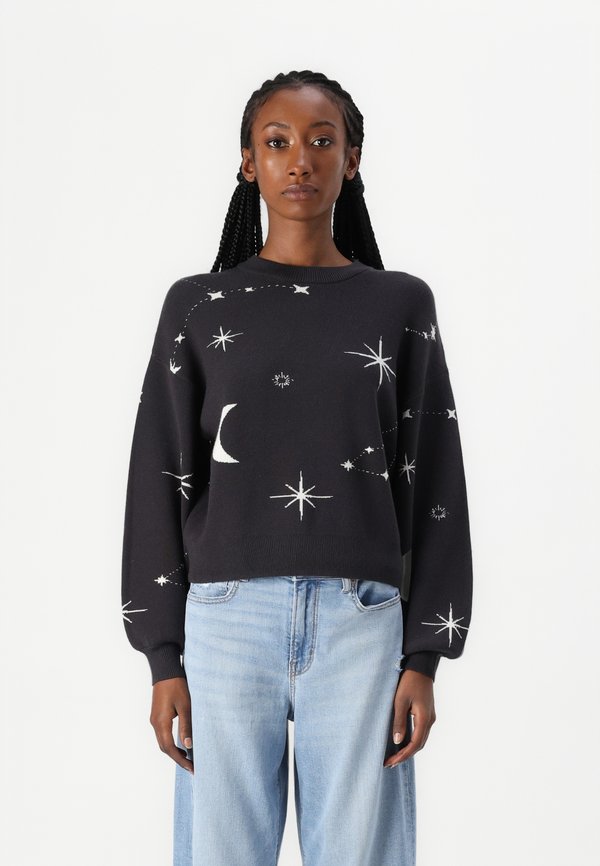 NMCHARLOTT O NECK - Strickpullover - obsidian