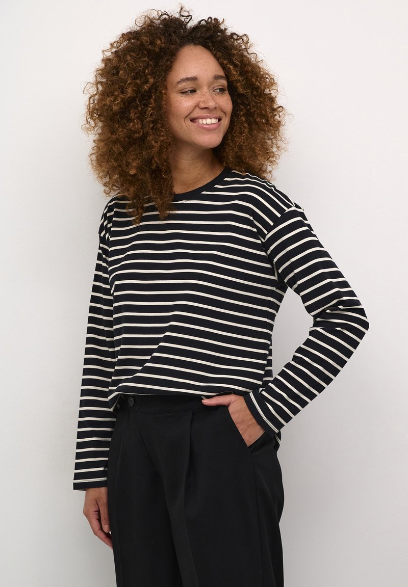 Kaffe KAWINNI - Pikkade varrukatega topp - black deep turtledove stripe