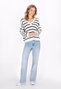 DreiMaster Trui - offwhite navy stripe
