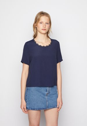 VIBORINE U-NECK - Jednoduché triko - navy