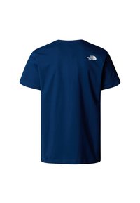 Camiseta de algodón azul marino de manga corta, con un pequeño logotipo blanco en la parte superior de la espalda. Diseño simple y clásico con cuello redondo.