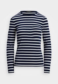 Lauren Ralph Lauren STRIPED STRETCH COTTON LONG SLEEVE TEE - Top s dlouhým rukávem - refined navy/white