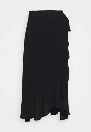 CRINKLE WRAP MIDI SKIRT - A-lijn rok - black
