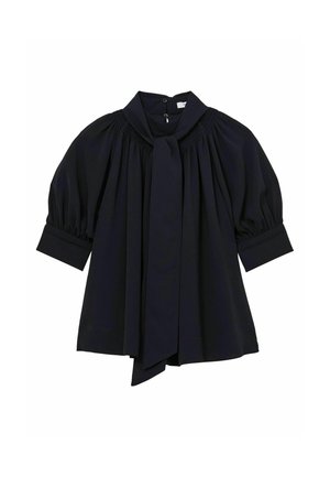 Reiss, LERINA TIE-NECK SHORT-SLEEVE BLOUSE - Blouse - navy