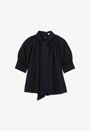 Reiss, LERINA TIE-NECK SHORT-SLEEVE BLOUSE - Blouse - navy