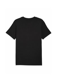 Black short-sleeve t-shirt made of cotton. Features a classic crew neck and a smooth texture. No visible logos or patterns on the back.