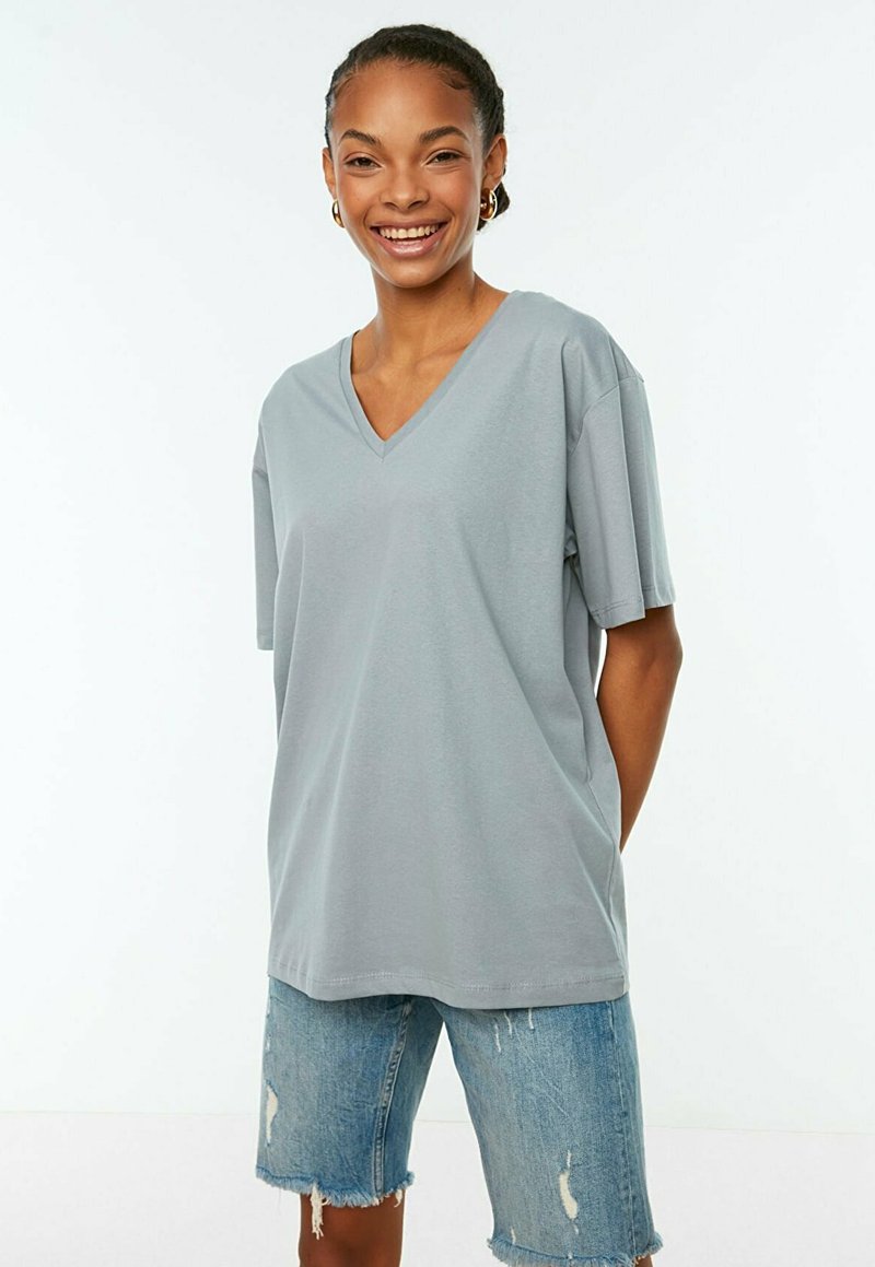 Damen T-Shirts | Trendyol T-Shirt basic grey/grau - ER38603 Damen T-Shirts | Trendyol T-Shirt basic grey/grau - ER38603