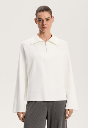 OYSHO HALF-ZIP - Striktrøje - white