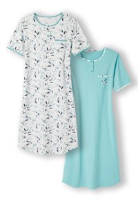 Damart LOT DE 2 PEIGNÉ - Camicia da notte - bleu feuillage