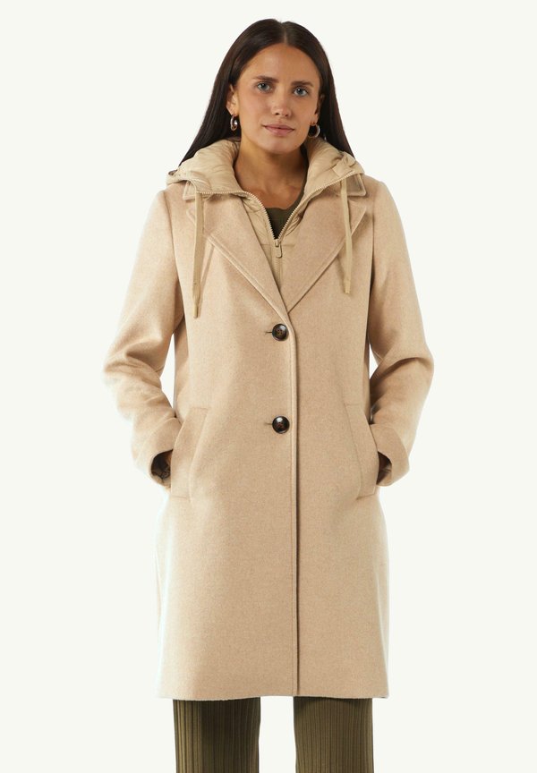 MIT HERAUSNEHMBAREM  - Wintermantel - sandstein