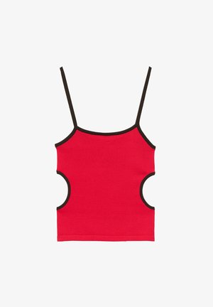 PULL&BEAR, CUT-OUT WITH CONTRAST TRIM - VEST TOP - Débardeur - red
