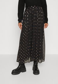 ONLY ONLIVY MAXI SKIRT - Maxi skirt - black/rosa gold