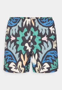 Ανδρικά μαγιό σε μαύρο με πολύχρωμο λουλουδάτο μοτίβο. Διαθέτει αποχρώσεις του πράσινου, του μπλε, του ροζ και του κρεμ. Λάστιχο στη μέση, ελαφρύ ύφασμα.