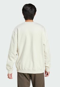Cream-colored sweatshirt with a relaxed fit, ribbed cuffs, and hem. Features a smooth texture and casual design. Rear view shown.
