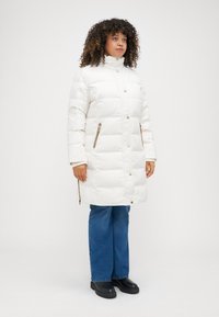 Lauren Ralph Lauren Woman FAUX-FUR-TRIM HOODED DOWN COAT - Páperový kabát - cream