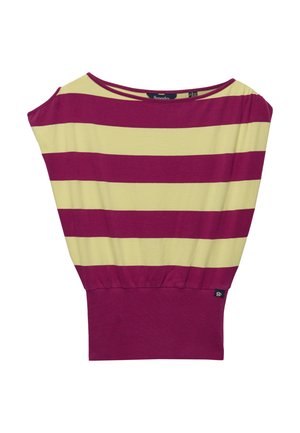 Superdry & Co, SUPERDRY DEEP RIB STRIPE BARDOT TOP.. - Print T-shirt - magenta purple stripe