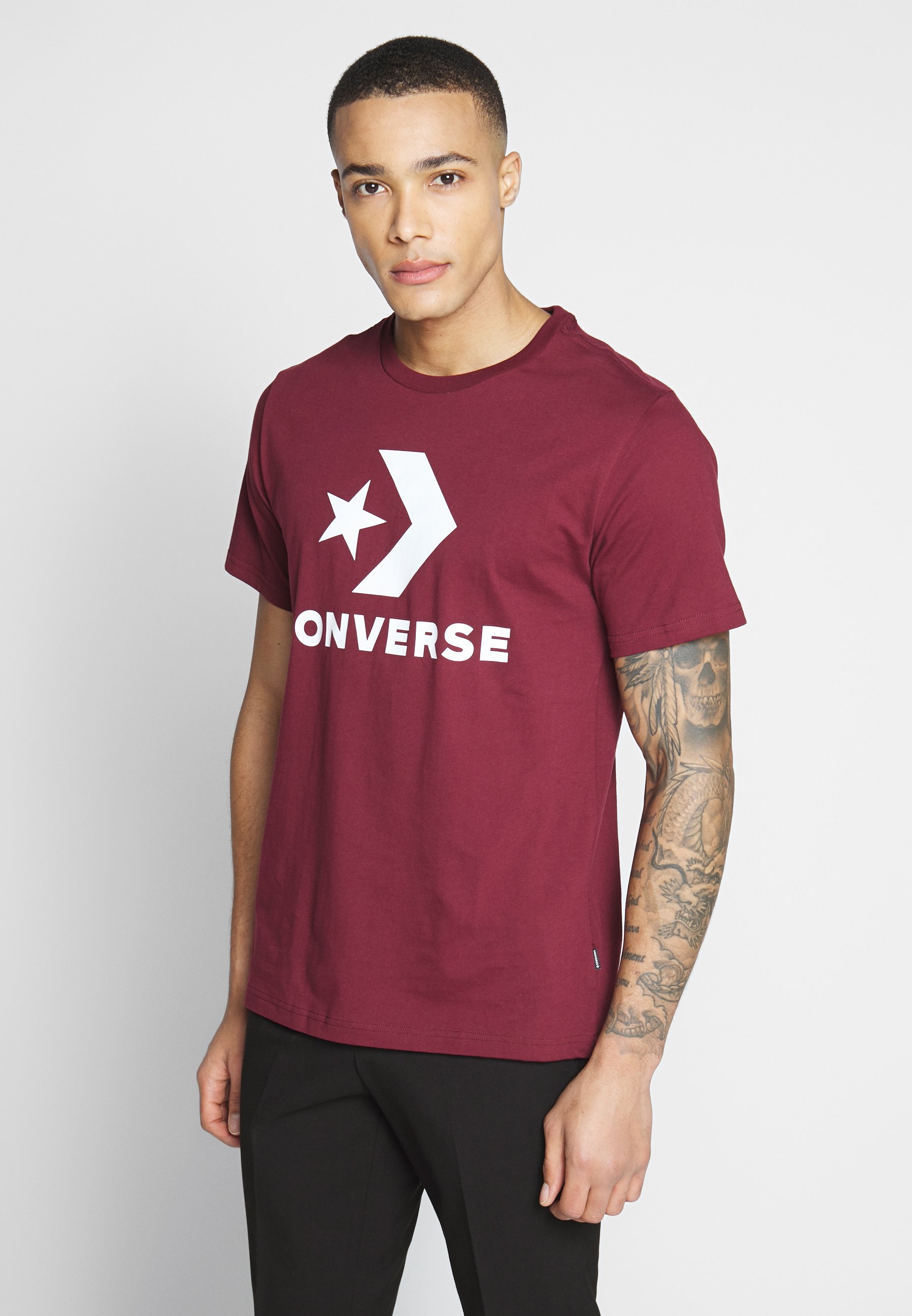Converse STAR CHEVRON TEE - Print T-shirt - dark burgundy/dark red - Converse STAR CHEVRON TEE - Print T-shirt - dark burgundy/dark red -
