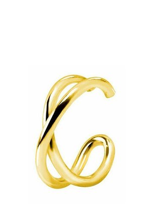 Anello a fascia aperta in tono oro con finitura liscia e lucida e design a anelli sovrapposti.