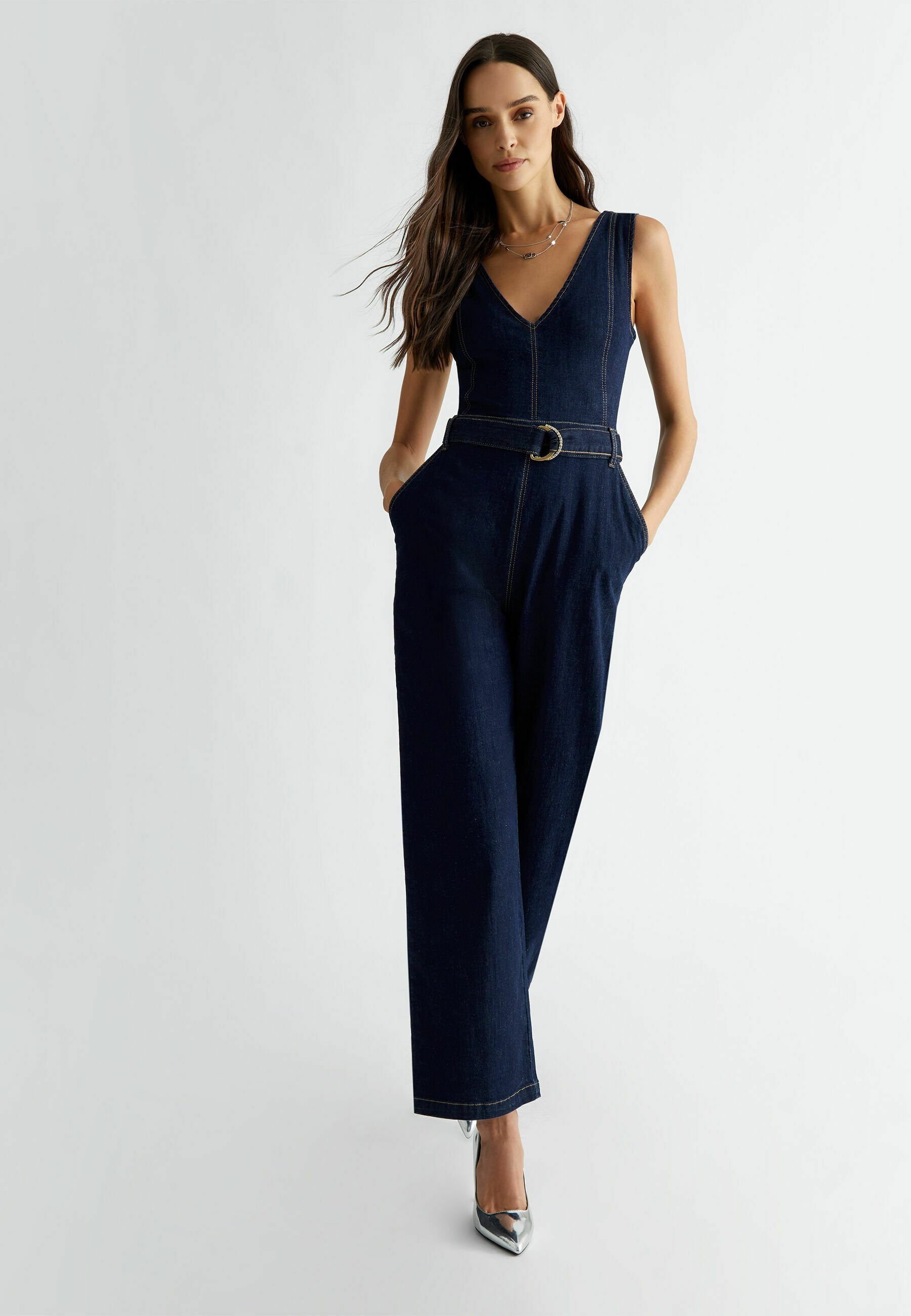 LIU JO WITH BELT - Jumpsuit - dark blue/dark-blue denim