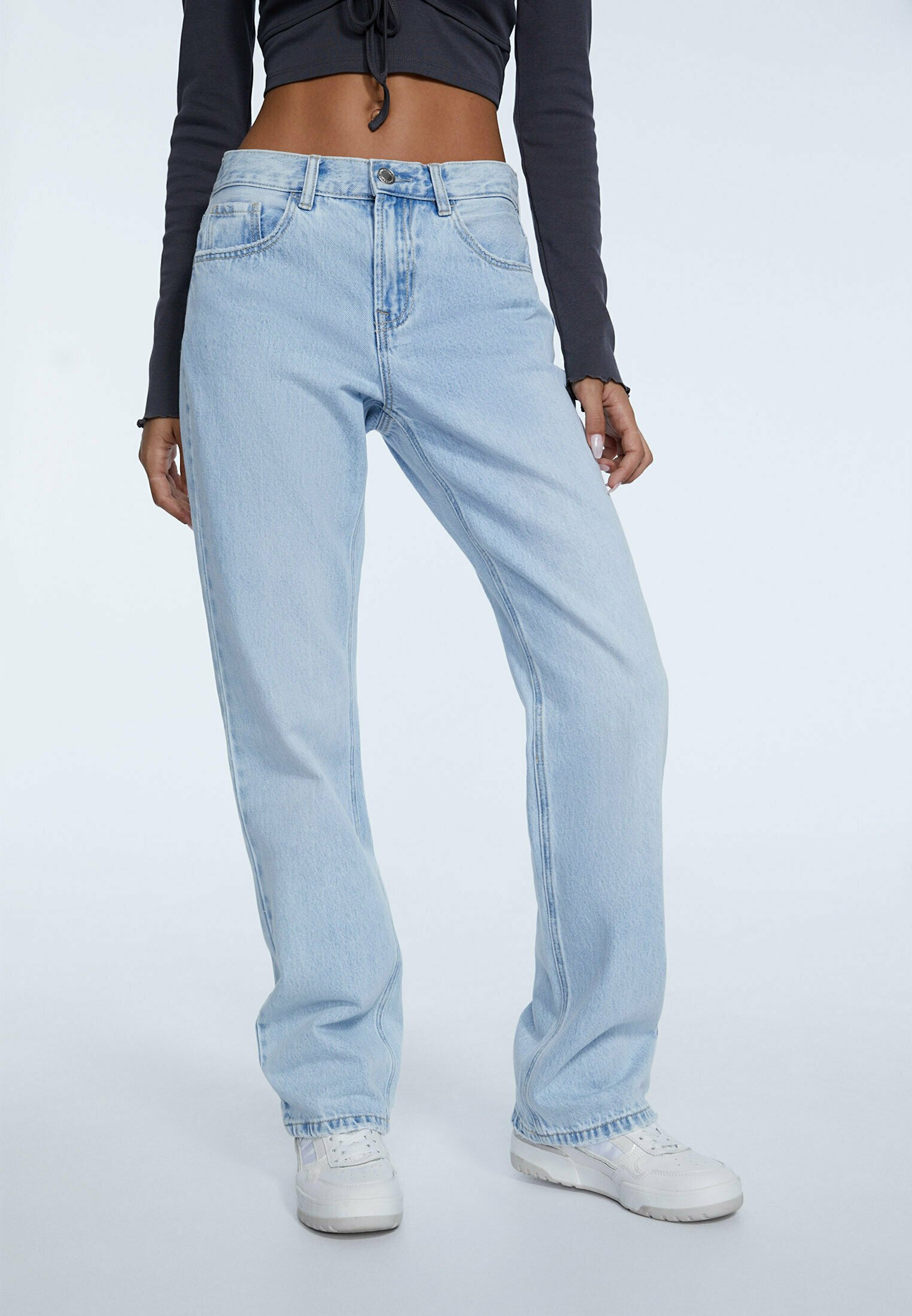 Stradivarius Straight leg jeans - light blue denim/light-blue denim -  Zalando