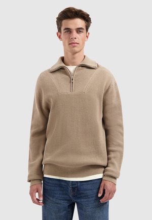 LOOSE FIT HALF ZIP LS  - Trui - taupe