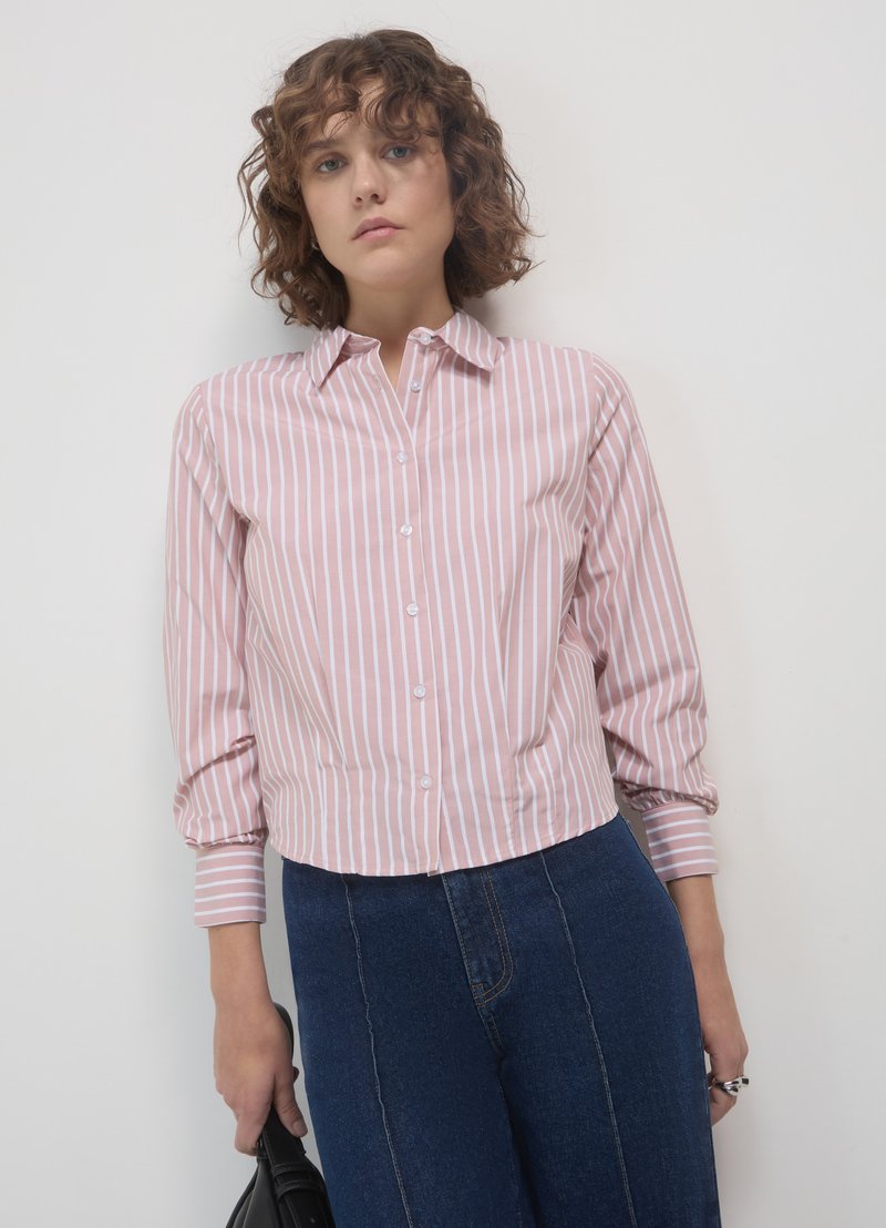 Calliope CROPPED A RIGHE - Camicia - rosa cipria