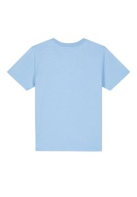 Light blue short-sleeve t-shirt featuring a round neckline, smooth texture, and a simple design with no graphics or patterns.