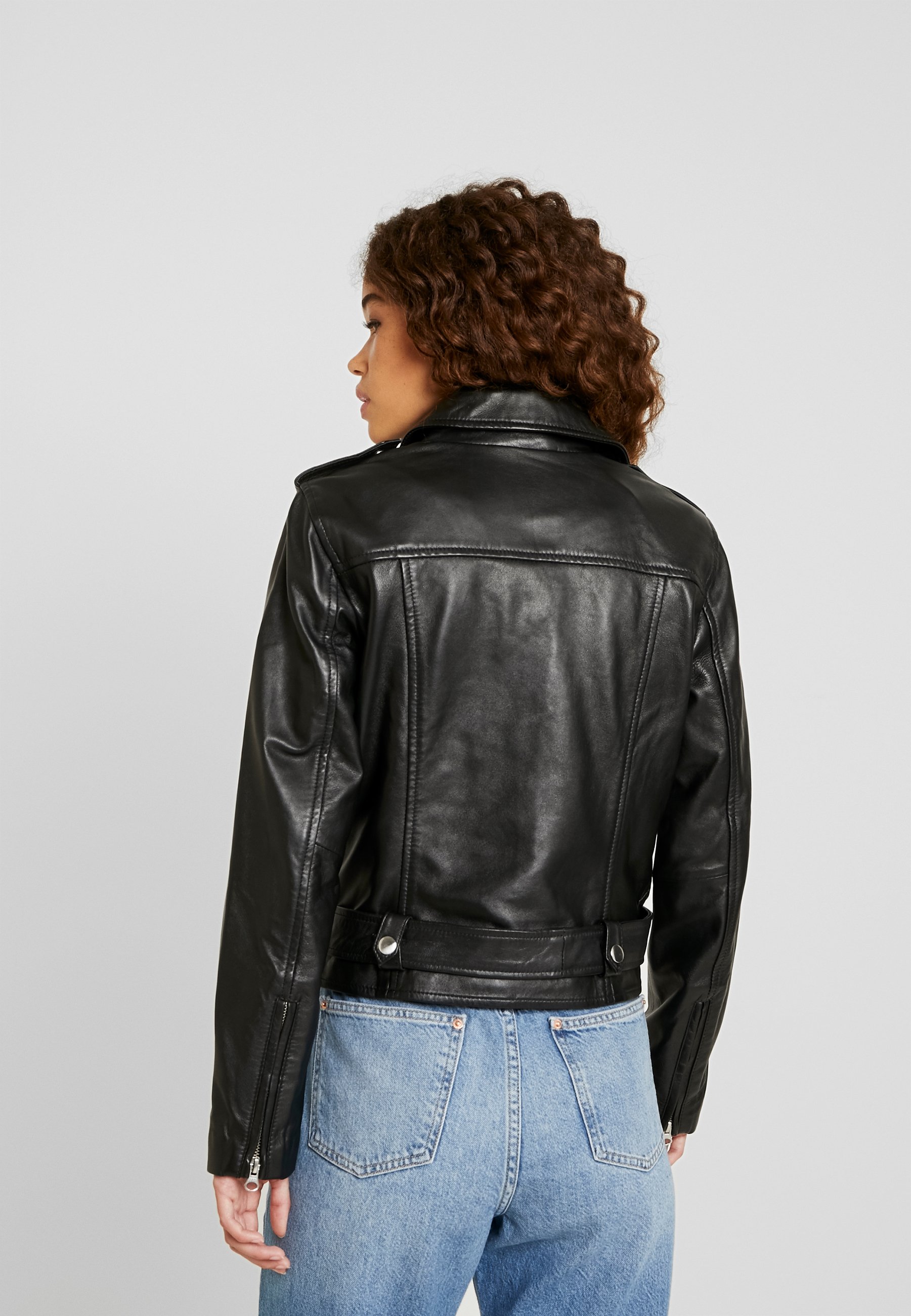 OBJNANDITA LEATHER JACKET Leren jas black OBJNANDITA LEATHER JACKET Leren jas black