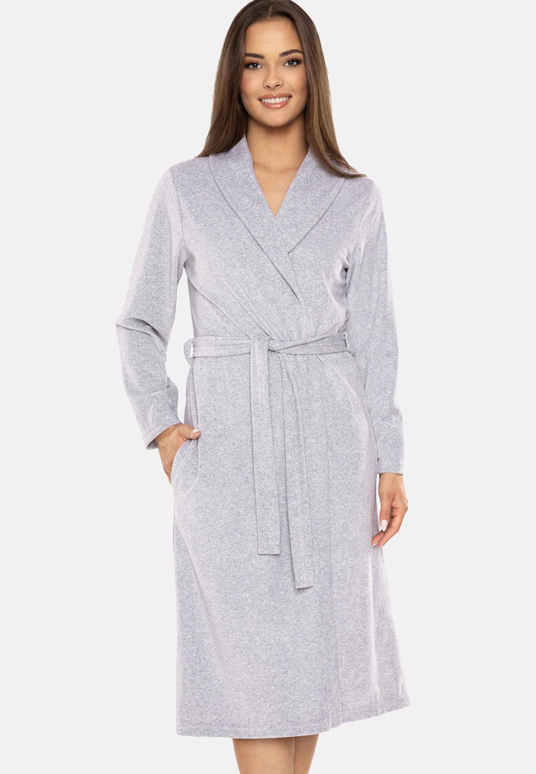 Vivisence Accappatoio In Cotone Per Donna - Blu Scuro - Con Cintura E Tasche - Taglia 50