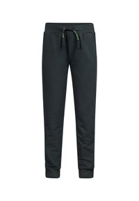 Dunkelgraue, schmal zulaufende Sweatpants mit elastischen Bündchen, verstellbarem Taillenbund, seitlichen Taschen und Logo-Akzent am Bein. Aus weichem Baumwollmaterial.
