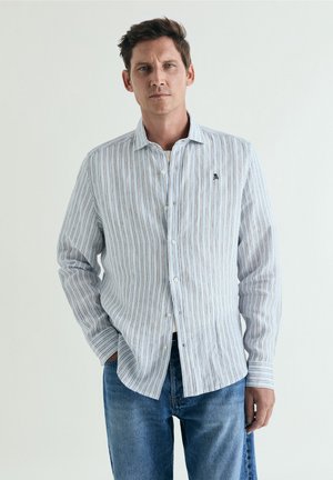 Scalpers SCALPERS FANCY LINEN SHIRT - Camisa - brown stripes