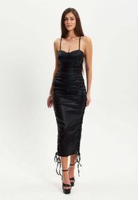 Liquorish FOIL EYELET  - Shift dress - black