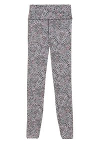 Leggings realizzati in tessuto elasticizzato con una stampa animale multicolore nei toni di nero, grigio e rosa. Vita alta per un maggiore comfort.