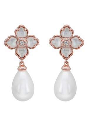 FLOWER CLOVER PEARL DROP  - Pendientes - white