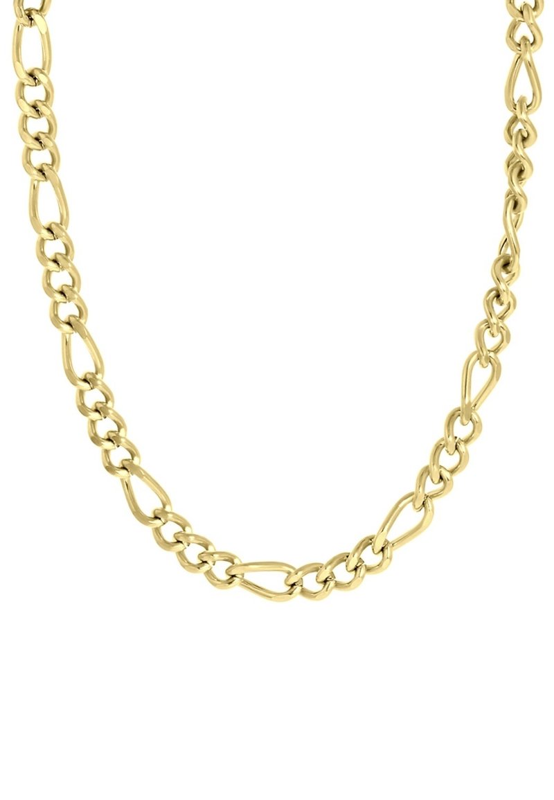 Gouden ketting met ovale en gedraaide schakels, voorzien van een gladde, gepolijste afwerking en een uniform ontwerp.