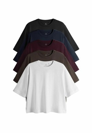 5 PACK HEAVY WEIGHT  - Basic T-shirt - white black navy burgundy chocolate