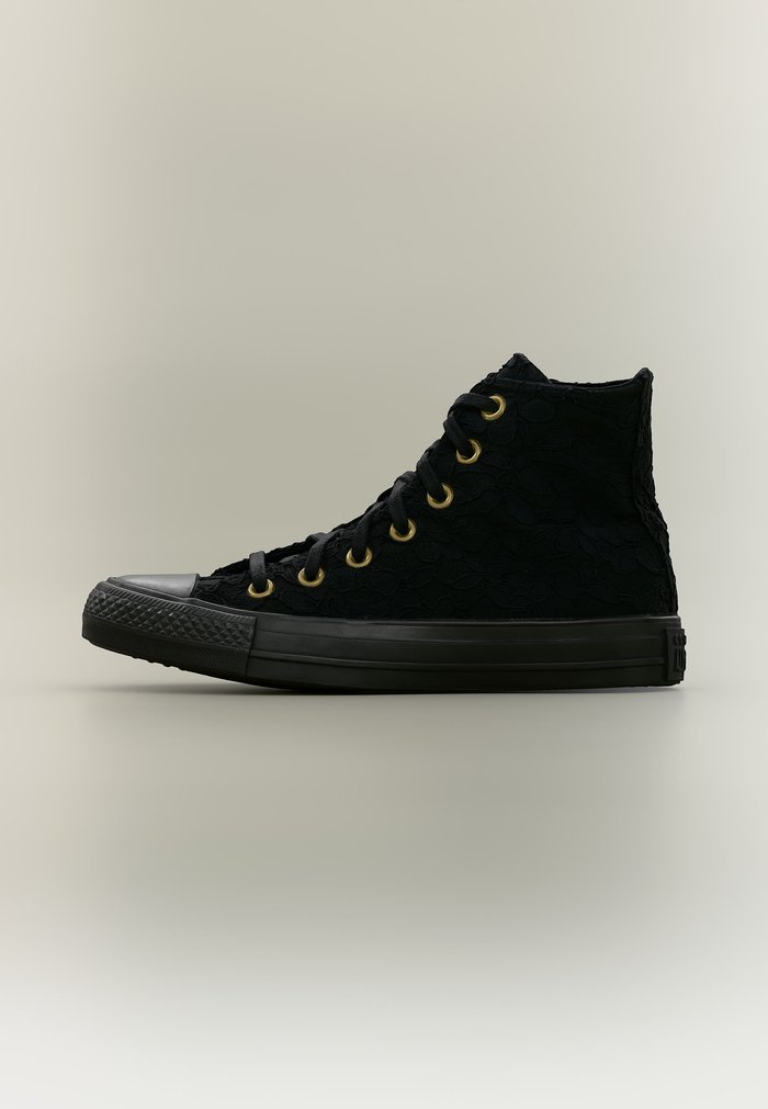 Converse CHUCK TAYLOR ALL STAR LACE - Zapatillas altas - black/black/gold coloured
